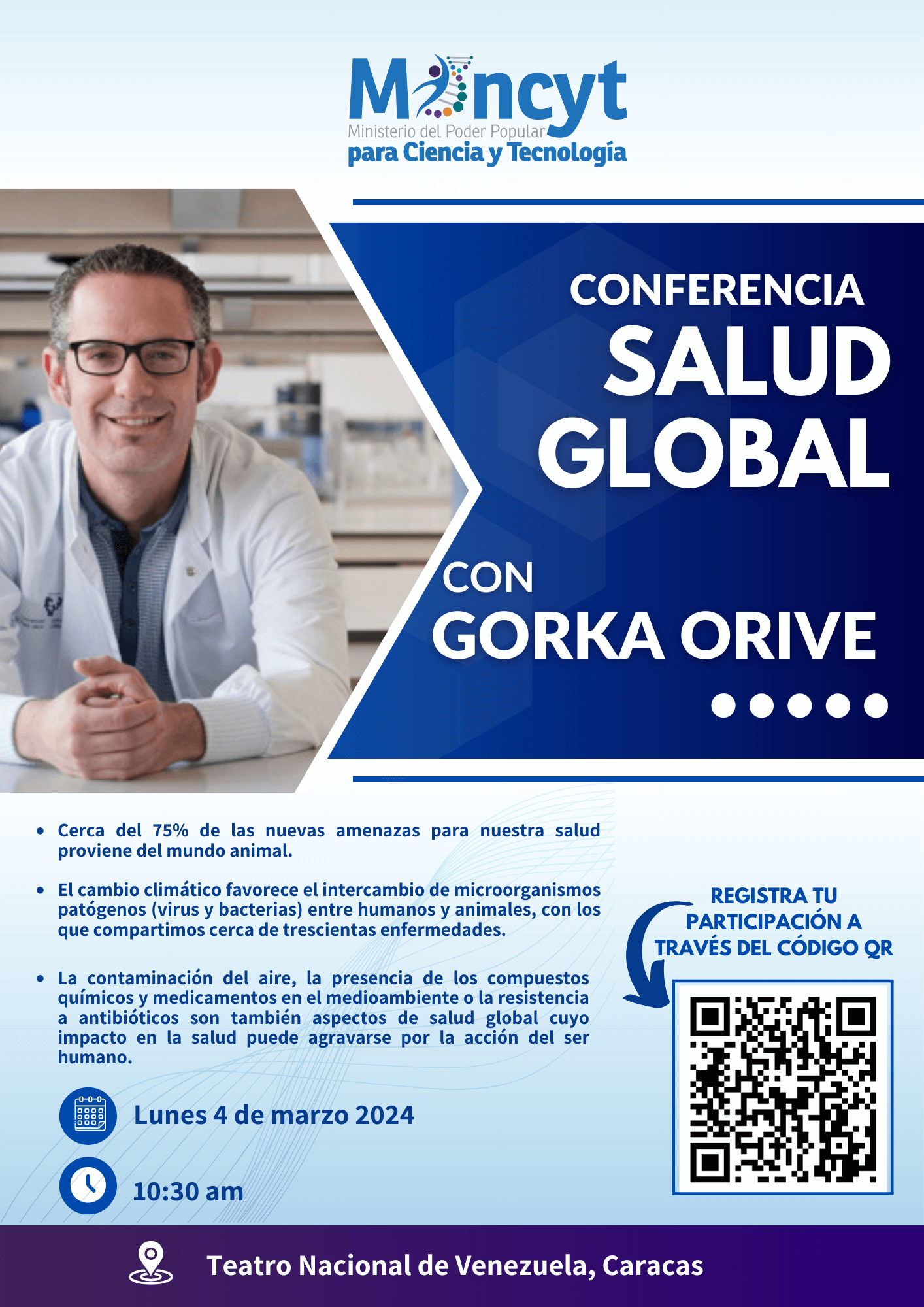 Dr. Gorka Orive dictará conferencia “Salud Global” en el Teatro Nacional de Caracas