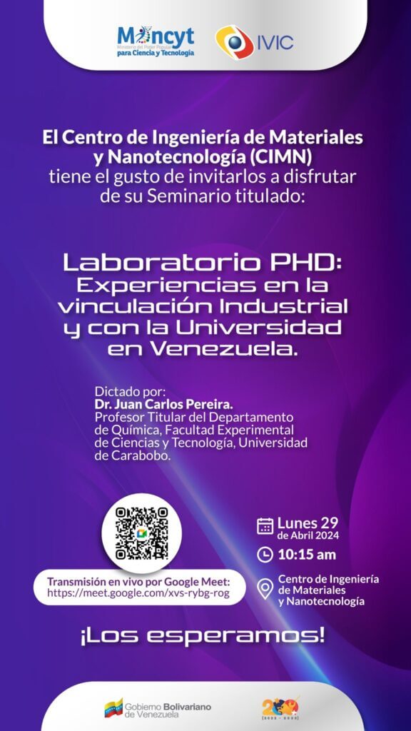 Mincyt invita a participar en el seminario “Laboratorio PHD: Experiencias en la vinculación Industrial y con la Universidad en Venezuela”